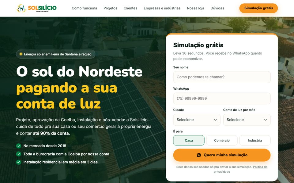 Site da Solsilício Energia Solar